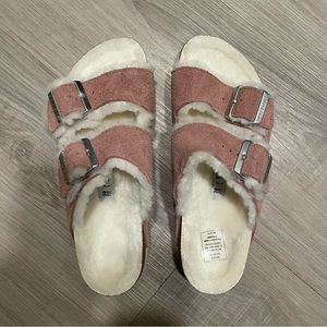 NWT Birkenstock Arizona Shearling Suede Leather Sandals